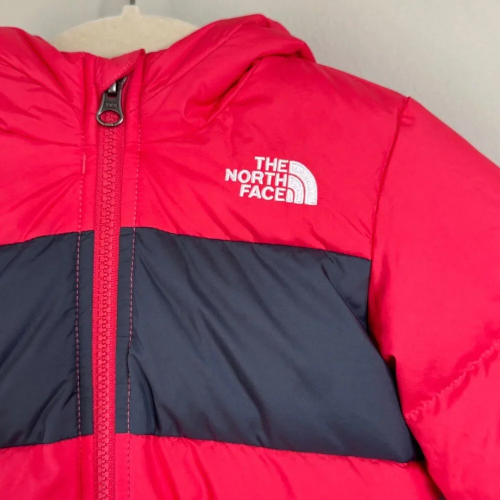 THE NORTH FACE Moondoggy Puffer Jacket Girls 12-18M Pink Gray Puffer EUC Baby - Picture 4 of 11